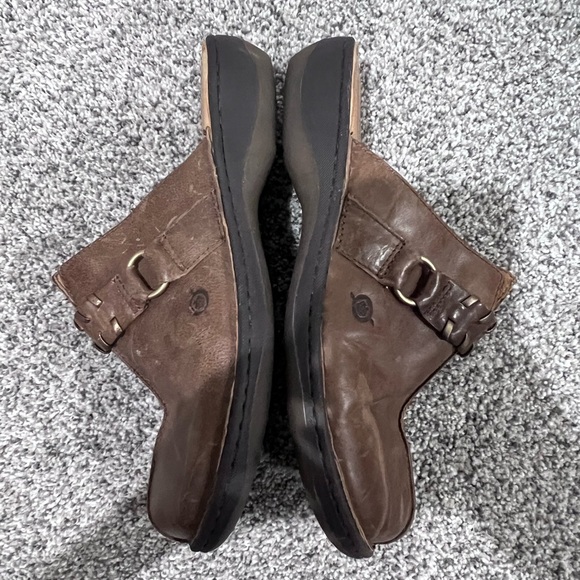 Born Handcrafted Brown Leather Slip On Mule Clogs Soft Bed Women’s Size US 9 - Picture 6 of 10